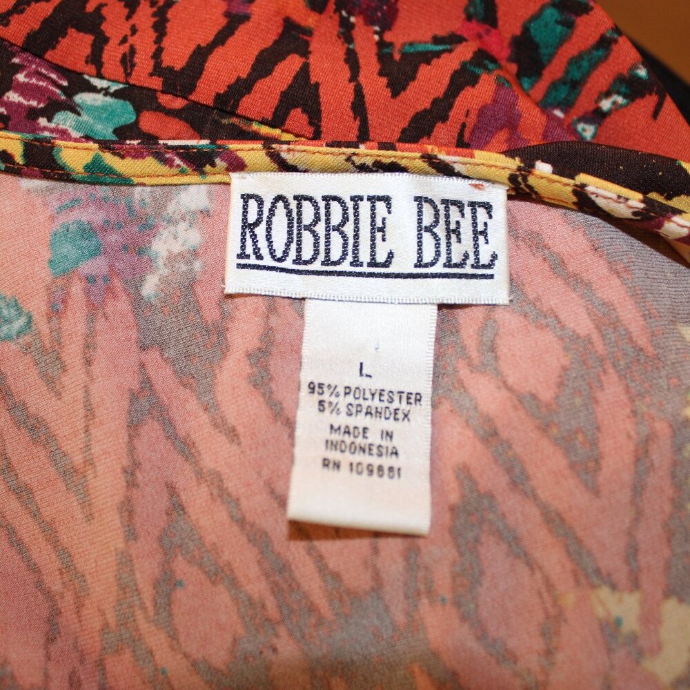 Robbi Bee Maxi Dress, Pull On Colorful Art Deco Knit Dress Size L - Picture 8 of 9